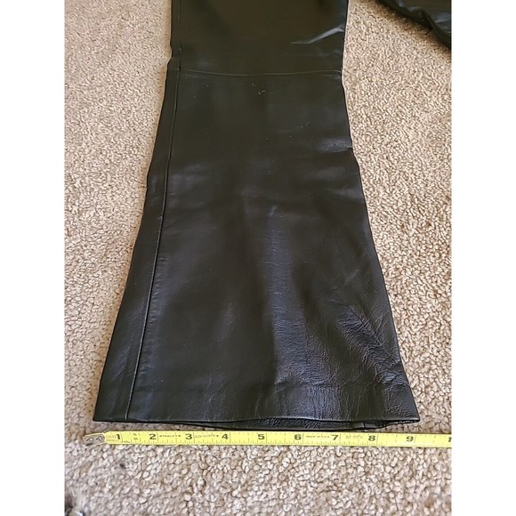 VS2 by Vakko Leather Pants Size 10 Black Lamb Leather Soft Wide Leg - Picture 7 of 9